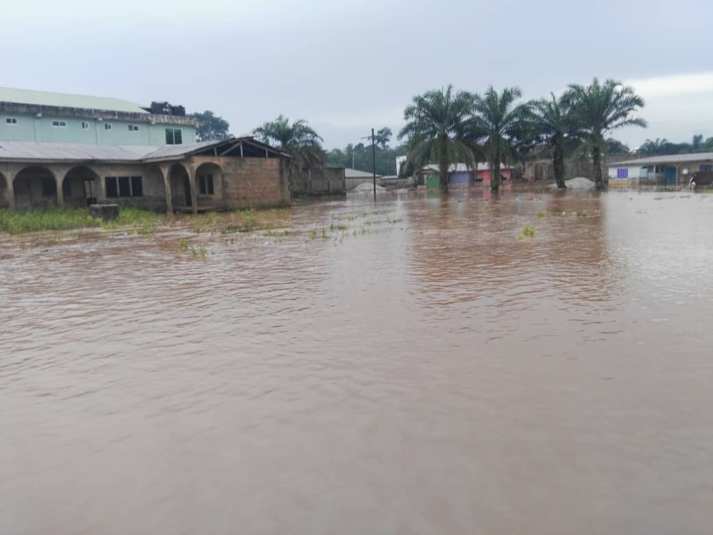Floodwater entering homes and businesses.